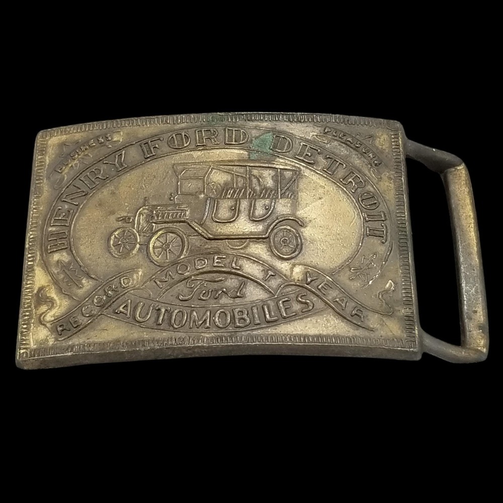 Henry Ford Brass Belt Buckle - Antique Ford Model T Automobile Collectors‎